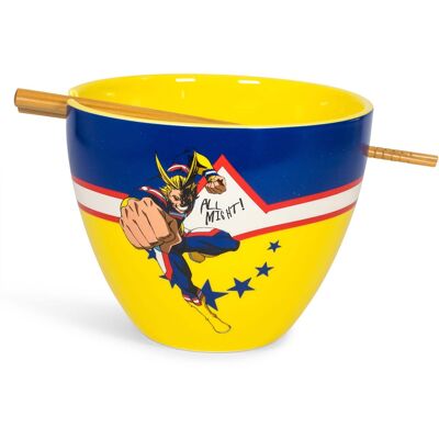 Just Funky - My Hero Academia All Might Dinnerware Set 16-Ounce Ramen Bowl and Chopsticks - Yellow Just Funky - My Hero Academia All Might Dinnerware Set 16-Ounce Ramen Bowl and Chopsticks - Yellow