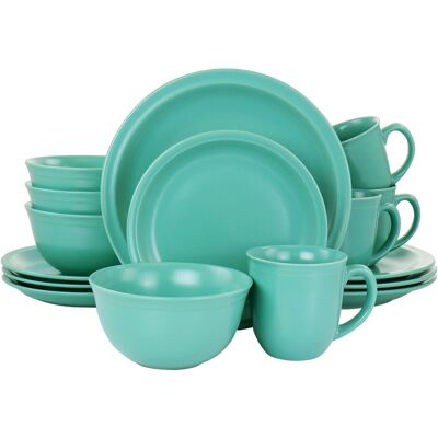 Gibson - Home 16 Piece Siam Stoneware Dinnerware Set - Green Gibson - Home 16 Piece Siam Stoneware Dinnerware Set - Green