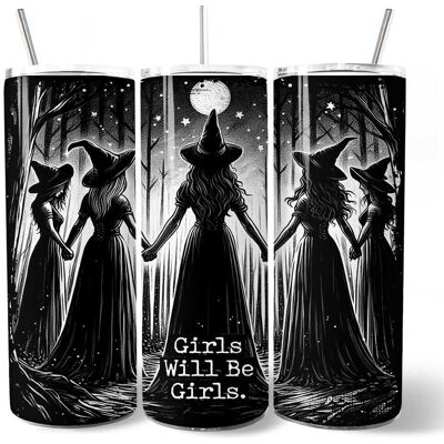 OrnamentallyYou - Girls Will Be Girls 20oz Tumbler With Stainless Steel Straw, Spooky Witch Coven Gift Cup - Multicolored OrnamentallyYou - Girls Will Be Girls 20oz Tumbler With Stainless Steel Straw, Spooky Witch Coven Gift Cup - Multicolored