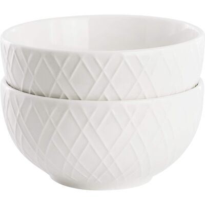 Gibson - Home Great Essentials 2 Piece Fine Ceramic 4.5in Fruit Bowl Set - White Gibson - Home Great Essentials 2 Piece Fine Ceramic 4.5in Fruit Bowl Set - White