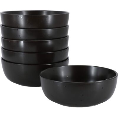 Gibson - Studio 3B Mio Modern Coupe 6 Piece 6.5 Inch Round Stoneware Bowl Set in Pepper - Black Gibson - Studio 3B Mio Modern Coupe 6 Piece 6.5 Inch Round Stoneware Bowl Set in Pepper - Black