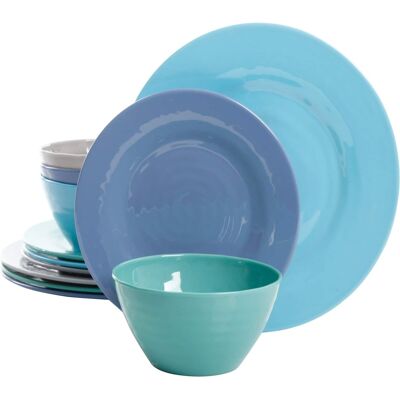 Gibson - Home Brist 12 Piece Dinnerware Set in 4 Colors - Assorted Gibson - Home Brist 12 Piece Dinnerware Set in 4 Colors - Assorted