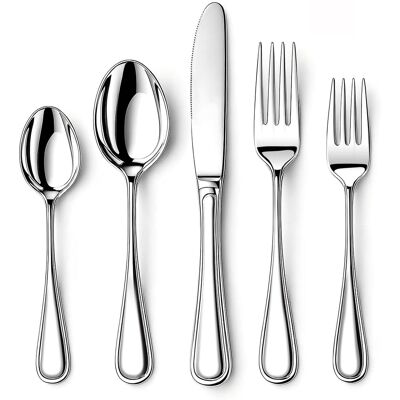 Dazzed Corner - Silverware set for 8, 40 Pieces Heavy Duty Flatware - Silver Dazzed Corner - Silverware set for 8, 40 Pieces Heavy Duty Flatware - Silver