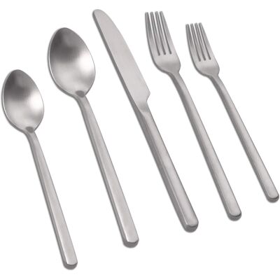 Dazzed Corner - 20 Piece Flatware Cutlery Set for 4, 18/10 Stainless Steel Silverware Mirror Polished - Matte Silver Dazzed Corner - 20 Piece Flatware Cutlery Set for 4, 18/10 Stainless Steel Silverware Mirror Polished - Matte Silver