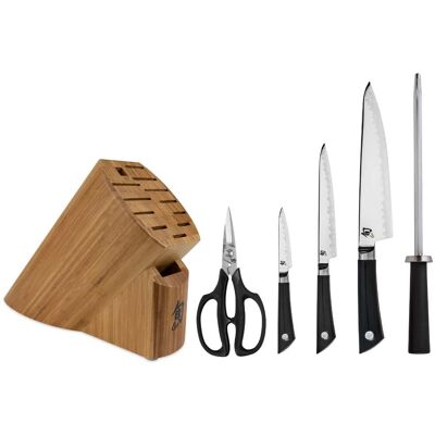 Shun - Sora Collection 6 Piece Cutlery Knife Block Set - Black Shun - Sora Collection 6 Piece Cutlery Knife Block Set - Black