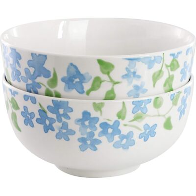 Gibson - Home Garden Aisle 2 Piece Fine Ceramic Cereal Bowl Set - Blue Floral Gibson - Home Garden Aisle 2 Piece Fine Ceramic Cereal Bowl Set - Blue Floral