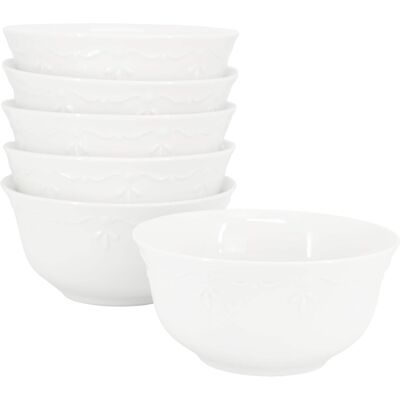 Elama - Henryi 6 Piece 6.1 Inch Porcelain Bowl Set - White Elama - Henryi 6 Piece 6.1 Inch Porcelain Bowl Set - White