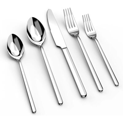 Dazzed Corner - 20 Piece Flatware Cutlery Set for 4, 18/10 Stainless Steel Silverware Mirror Polished - Silver Dazzed Corner - 20 Piece Flatware Cutlery Set for 4, 18/10 Stainless Steel Silverware Mirror Polished - Silver