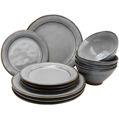 Gibson - Elite Terranea 12 Piece Dinnerware Set in Grey - Gray Gibson - Elite Terranea 12 Piece Dinnerware Set in Grey - Gray