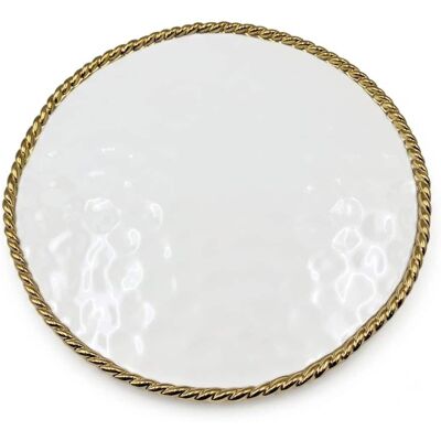 Jiallo - Luxury Gold-Trimmed 13 inch Porcelain Charger Plate & Serving Platter - White & Gold Jiallo - Luxury Gold-Trimmed 13 inch Porcelain Charger Plate & Serving Platter - White & Gold