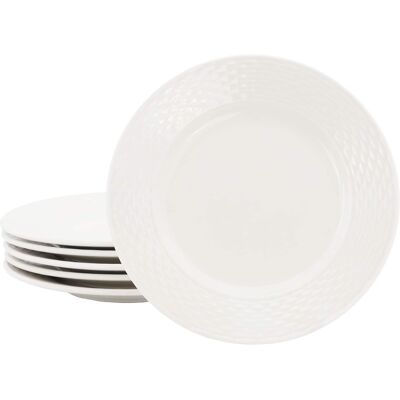 Elama - Ophelia 6 Piece Stoneware Salad Plate Set - White Elama - Ophelia 6 Piece Stoneware Salad Plate Set - White