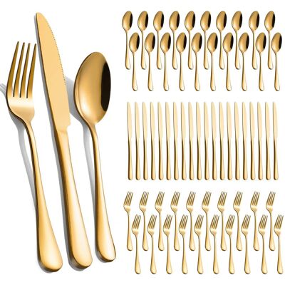 Dazzed Corner - 60 Pcs Silverware Set,Flatware Cutlery Set Service for 20 - Gold Dazzed Corner - 60 Pcs Silverware Set,Flatware Cutlery Set Service for 20 - Gold