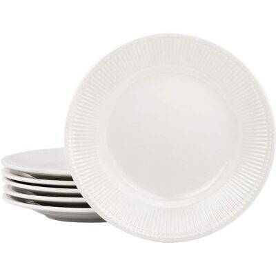 Elama - Gretel 6 Piece Round Stoneware Salad Plate Set - White Elama - Gretel 6 Piece Round Stoneware Salad Plate Set - White