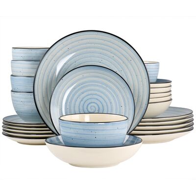 Dazzed Corner - 24 Piece Round Stoneware Dinnerware Set - Light Blue Dazzed Corner - 24 Piece Round Stoneware Dinnerware Set - Light Blue