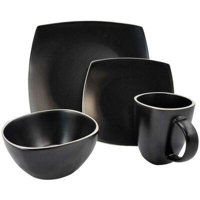 Gibson - Soho Lounge Matte 16-Piece Dinnerware Set - Black Gibson - Soho Lounge Matte 16-Piece Dinnerware Set - Black