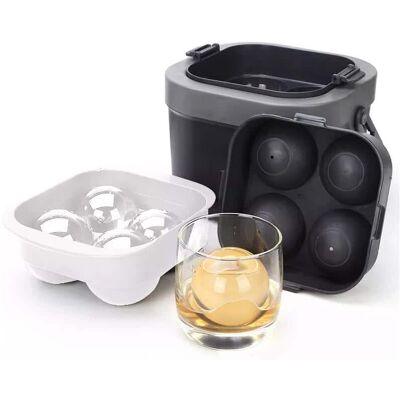 Sugift - Ice Ball Maker with Insulated Bucket, 4 Large 3.8 oz Crystal Clear Spheres, Silicone Ice Cube Tray - White Sugift - Ice Ball Maker with Insulated Bucket, 4 Large 3.8 oz Crystal Clear Spheres, Silicone Ice Cube Tray - White