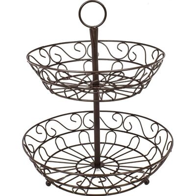 Sorbus - 2-Tier Metal Countertop Fruit Basket & Bowl Stand - Stylish Storage for Kitchen & Dining - Bronze - Brown Sorbus - 2-Tier Metal Countertop Fruit Basket & Bowl Stand - Stylish Storage for Kitchen & Dining - Bronze - Brown