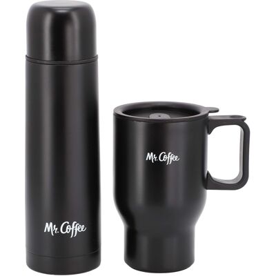 Mr. Coffee - Javelin 2 Piece Thermal Bottle and Travel Mug Set - Black Mr. Coffee - Javelin 2 Piece Thermal Bottle and Travel Mug Set - Black