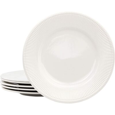 Elama - Gretel 6 Piece Round Stoneware Dinner Plate Set - White Elama - Gretel 6 Piece Round Stoneware Dinner Plate Set - White