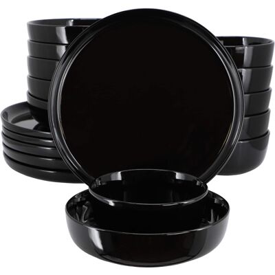 Elama - Duncan 18 Piece Porcelain Dinnerware Set - Black Elama - Duncan 18 Piece Porcelain Dinnerware Set - Black