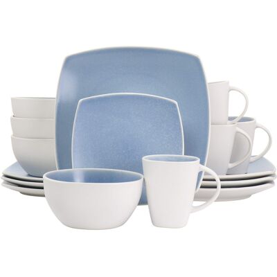 Gibson - Elite 16 Piece Soho Lounge Reactive Glaze Stoneware Dinnerware Set - Light Blue Gibson - Elite 16 Piece Soho Lounge Reactive Glaze Stoneware Dinnerware Set - Light Blue