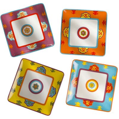 Euro Ceramica Home - Galicia 8'' Square Salad Plates Set of 4 - purple Euro Ceramica Home - Galicia 8'' Square Salad Plates Set of 4 - purple