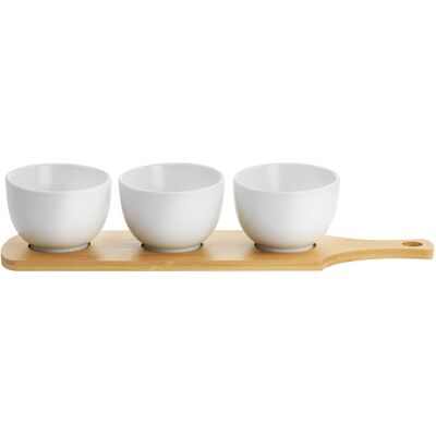Gibson - Elite Gracious Dining 4 Piece Fine Ceramic Tidbit Bowl Set with Base in White - Brown Gibson - Elite Gracious Dining 4 Piece Fine Ceramic Tidbit Bowl Set with Base in White - Brown