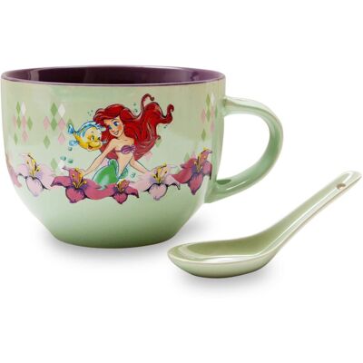 Silver Buffalo - Disney The Little Mermaid Ariel Ceramic Soup Mug With Spoon Holds 24 Ounces - Blue Silver Buffalo - Disney The Little Mermaid Ariel Ceramic Soup Mug With Spoon Holds 24 Ounces - Blue