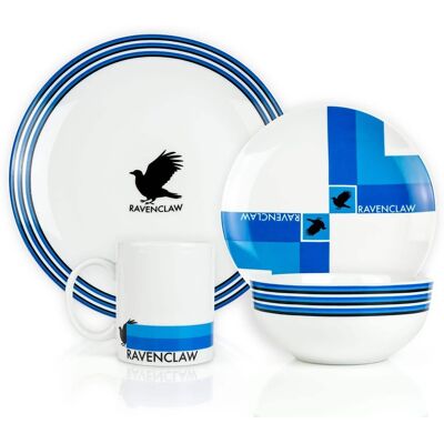 Harry Potter - Ravenclaw 16-Piece Porcelain Dinnerware Set Plates, Bowls & Mugs - Blue Harry Potter - Ravenclaw 16-Piece Porcelain Dinnerware Set Plates, Bowls & Mugs - Blue
