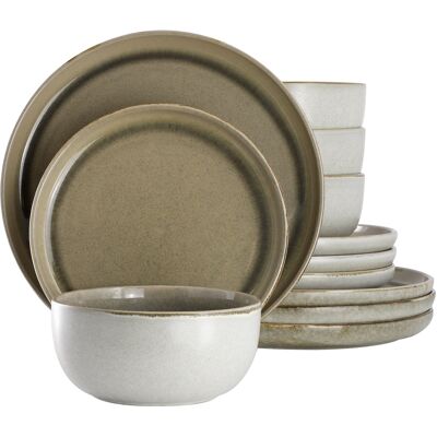 Gibson - Home Earnestville 12 Piece Stoneware Dinnerware Set - Beige Gibson - Home Earnestville 12 Piece Stoneware Dinnerware Set - Beige