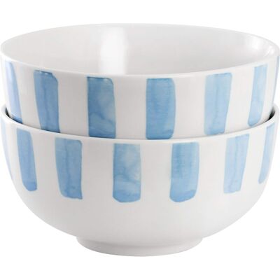 Gibson - Home Pacific Waves 2 Piece Fine Ceramic Cereal Bowl Set - Blue Gibson - Home Pacific Waves 2 Piece Fine Ceramic Cereal Bowl Set - Blue