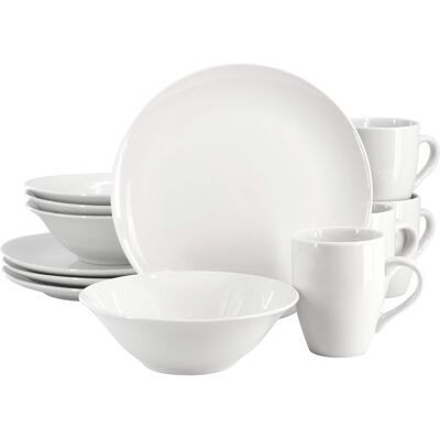 Gibson - Home Wintercap 12 Piece Fine Ceramic Dinnerware Set - White Gibson - Home Wintercap 12 Piece Fine Ceramic Dinnerware Set - White