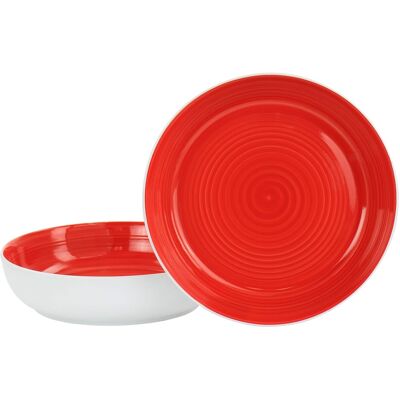 Gibson - Home Crenshaw 8.5 Inch 2 Piece Stoneware Dinner Bowl Set and White - Red Gibson - Home Crenshaw 8.5 Inch 2 Piece Stoneware Dinner Bowl Set and White - Red
