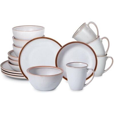 Table 12 - Maldan Stoneware 16-Piece Dinnerware Set, Service for 4 - White Table 12 - Maldan Stoneware 16-Piece Dinnerware Set, Service for 4 - White