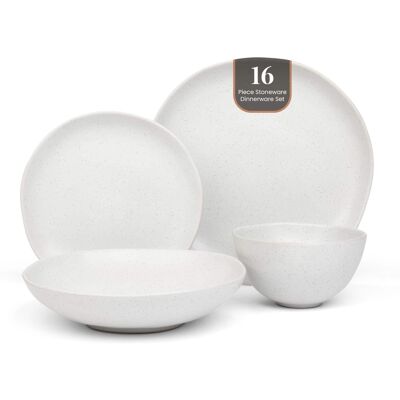 Larder & Vine - 16-Piece Urban Dinnerware Set for 4, Ceramic Stoneware Made in Portugal - Millstone Larder & Vine - 16-Piece Urban Dinnerware Set for 4, Ceramic Stoneware Made in Portugal - Millstone