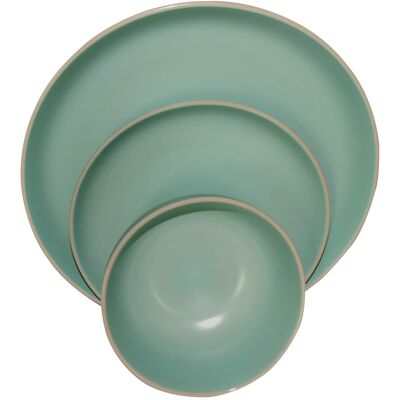 Gibson - Home Rockaway 12 Piece Stoneware Dinnerware Set In Matte Teal - Green Gibson - Home Rockaway 12 Piece Stoneware Dinnerware Set In Matte Teal - Green