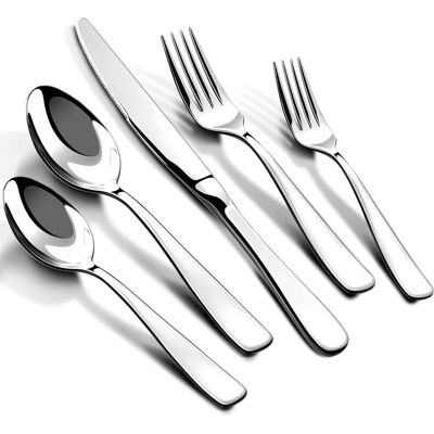 Dazzed Corner - Silverware Set for 8, 40 Piece Stainless Steel Flatware Utensils Cutlery Set - Silver Dazzed Corner - Silverware Set for 8, 40 Piece Stainless Steel Flatware Utensils Cutlery Set - Silver