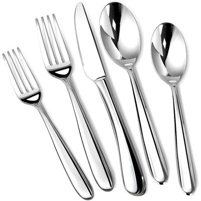Dazzed Corner - Silverware Set for 8, 40 Piece Stainless Steel Flatware Utensils Cutlery Set - Silver Dazzed Corner - Silverware Set for 8, 40 Piece Stainless Steel Flatware Utensils Cutlery Set - Silver