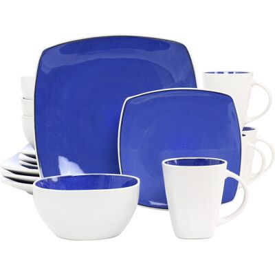 Gibson - Elite Soho Lounge 16 Piece Stoneware Dinnerware Set - Cobalt Gibson - Elite Soho Lounge 16 Piece Stoneware Dinnerware Set - Cobalt