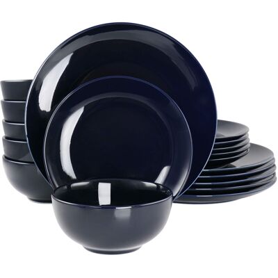 Elama - Luna 18 Piece Porcelain Dinnerware Set - Dark Blue Elama - Luna 18 Piece Porcelain Dinnerware Set - Dark Blue