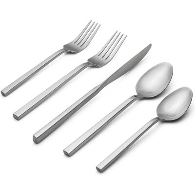 Dazzed Corner - 20-Piece Stainless Steel Flatware Set, Cutlery Set, Silverware Set Service for 4 Dishwasher Safe - Satin Dazzed Corner - 20-Piece Stainless Steel Flatware Set, Cutlery Set, Silverware Set Service for 4 Dishwasher Safe - Satin