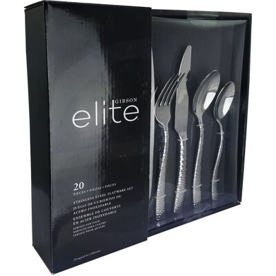 Gibson - Elite Ambassador 20 Piece Stainless Steel Flatware Set - Silver Gibson - Elite Ambassador 20 Piece Stainless Steel Flatware Set - Silver