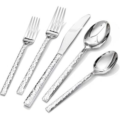 Dazzed Corner - 20 Piece Silverware Set, 18/10 Stainless Steel Flatware Set for 4 - Silver Dazzed Corner - 20 Piece Silverware Set, 18/10 Stainless Steel Flatware Set for 4 - Silver