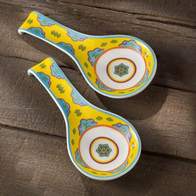 Euro Ceramica Home - Galicia 9.5'' Ceramic Spoon Rests Set of 2 - Yellow Euro Ceramica Home - Galicia 9.5'' Ceramic Spoon Rests Set of 2 - Yellow