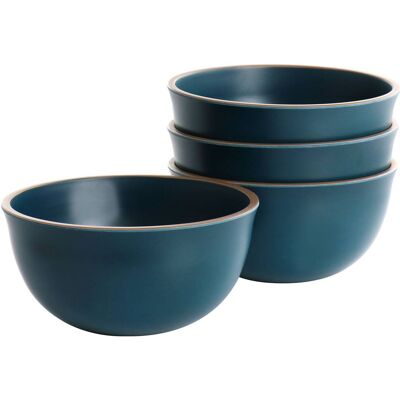 Gibson - Home Rockabye 4 Piece Melamine Cereal Bowl Set in Dark Teal - Blue Gibson - Home Rockabye 4 Piece Melamine Cereal Bowl Set in Dark Teal - Blue