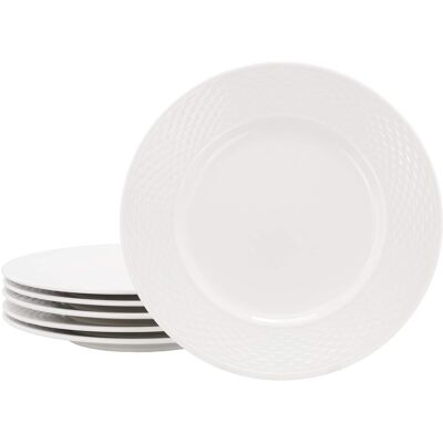 Elama - Ophelia 6 Piece Stoneware Dinner Plate Set - White Elama - Ophelia 6 Piece Stoneware Dinner Plate Set - White