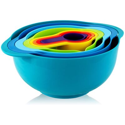 MegaChef - Multipurpose Stackable Mixing Bowl and Measuring Cup Set - Multi MegaChef - Multipurpose Stackable Mixing Bowl and Measuring Cup Set - Multi
