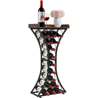 VEVOR - 15 Bottle Wine Rack,Iron Freestanding Floor Wine Holder, Mini Bar Stand Liquor Cabinet with Wood Tabletop, For Home Bar - Black VEVOR - 15 Bottle Wine Rack,Iron Freestanding Floor Wine Holder, Mini Bar Stand Liquor Cabinet with Wood Tabletop, For Home Bar - Black