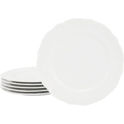 Elama - Henryi 6 Piece 8.75 Inch Porcelain Salad Plate Set - White Elama - Henryi 6 Piece 8.75 Inch Porcelain Salad Plate Set - White