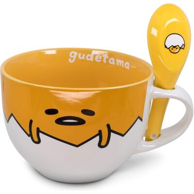 Silver Buffalo - Sanrio Gudetama Ceramic Soup Mug With Spoon Holds 24 Ounces - Orange Silver Buffalo - Sanrio Gudetama Ceramic Soup Mug With Spoon Holds 24 Ounces - Orange